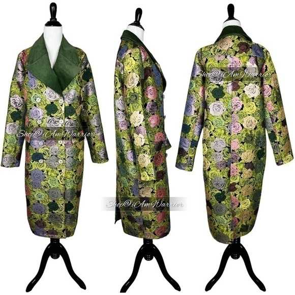 Nuvula RARE shimmer rose floral overcoat w/corduroy label *shop@iamwarrior - Picture 6 of 16